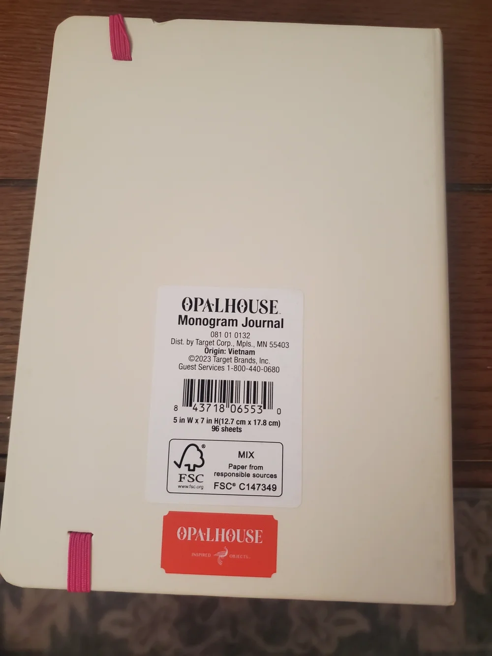 Opalhouse Cream Journal with Pink Elastic
